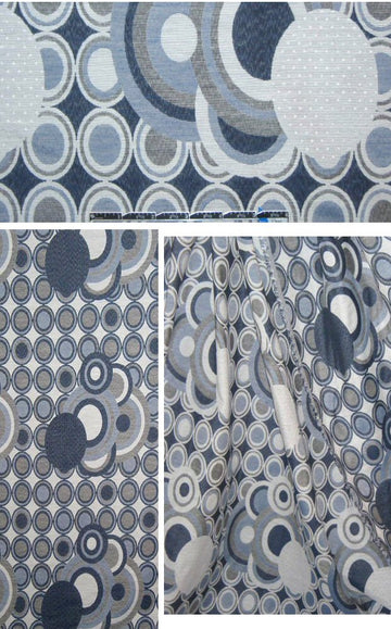 French blue/gray oval graphic cotton jacquard 1.25 yds