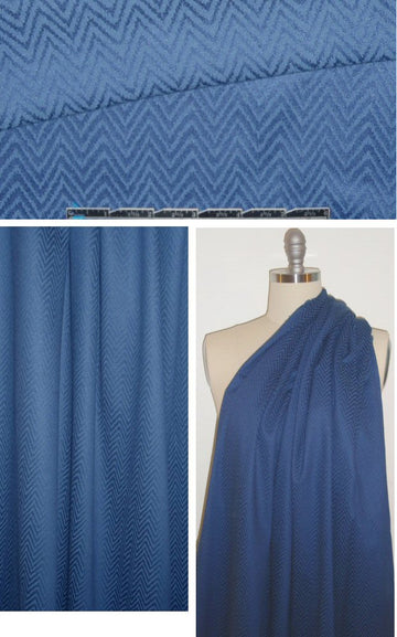 French chevron cotton stretch jacquard - blue