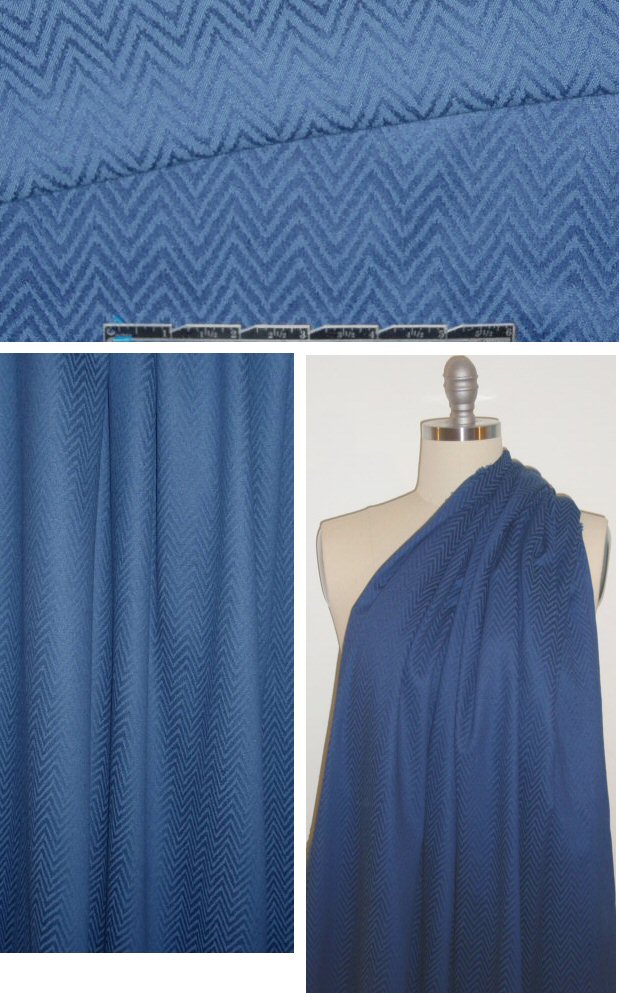 French chevron cotton stretch jacquard - blue 1.625 yd