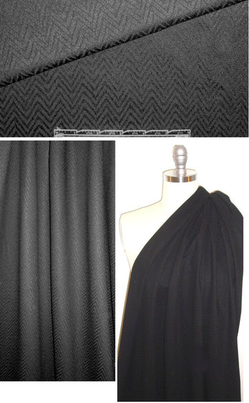 French chevron cotton stretch jacquard - black