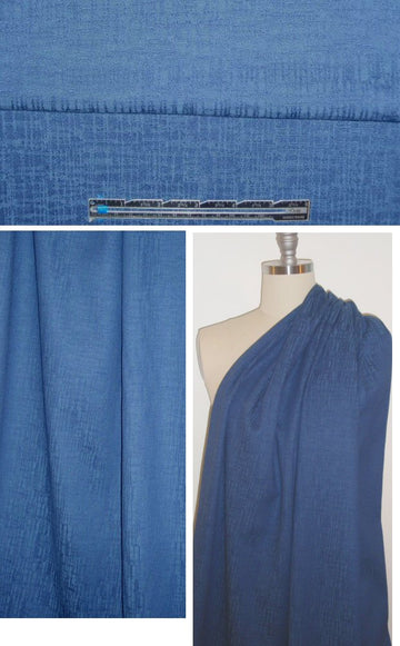 French hatch design cotton stretch jacquard - blue