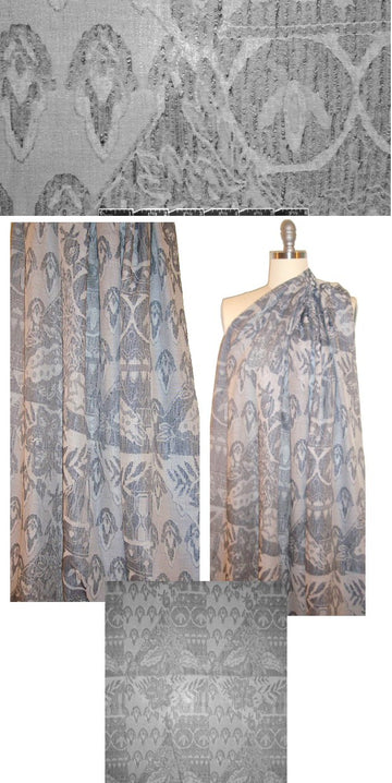 French silvery blue-gray silk/cotton jacquard