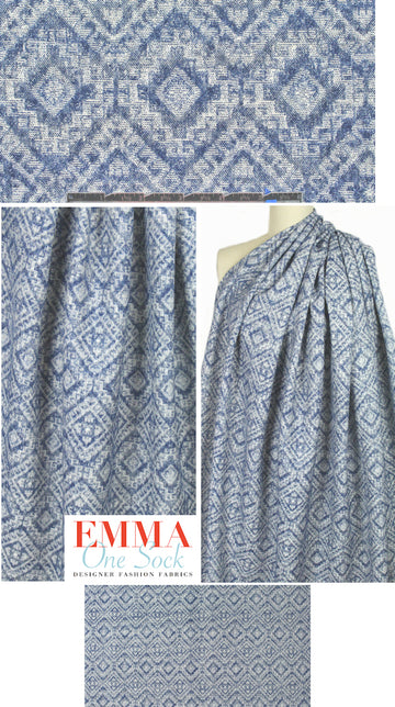 Italian cotton blend jacquard weave - blue/white
