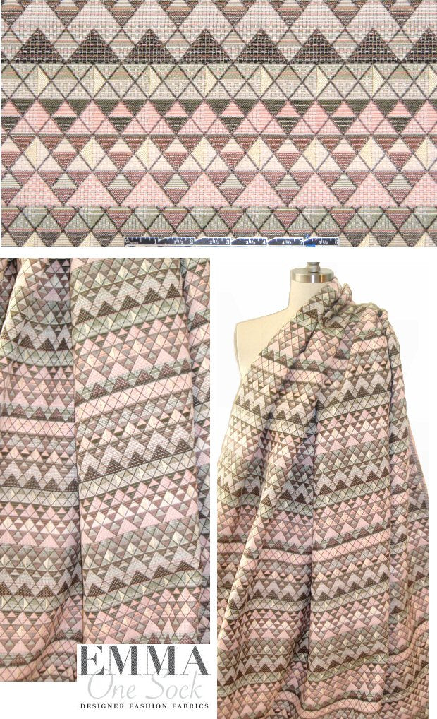 French diamond grid jacquard brocade - pink/loden