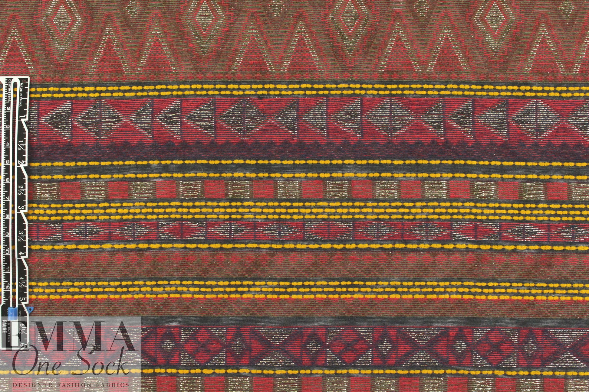 French metallic jacquard brocade - rouge stripe 1.875 yds