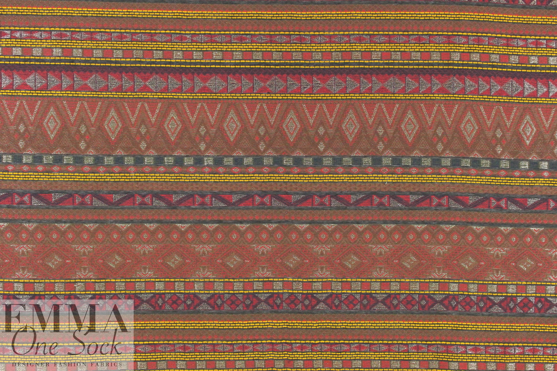 French metallic jacquard brocade - rouge stripe 1.875 yds