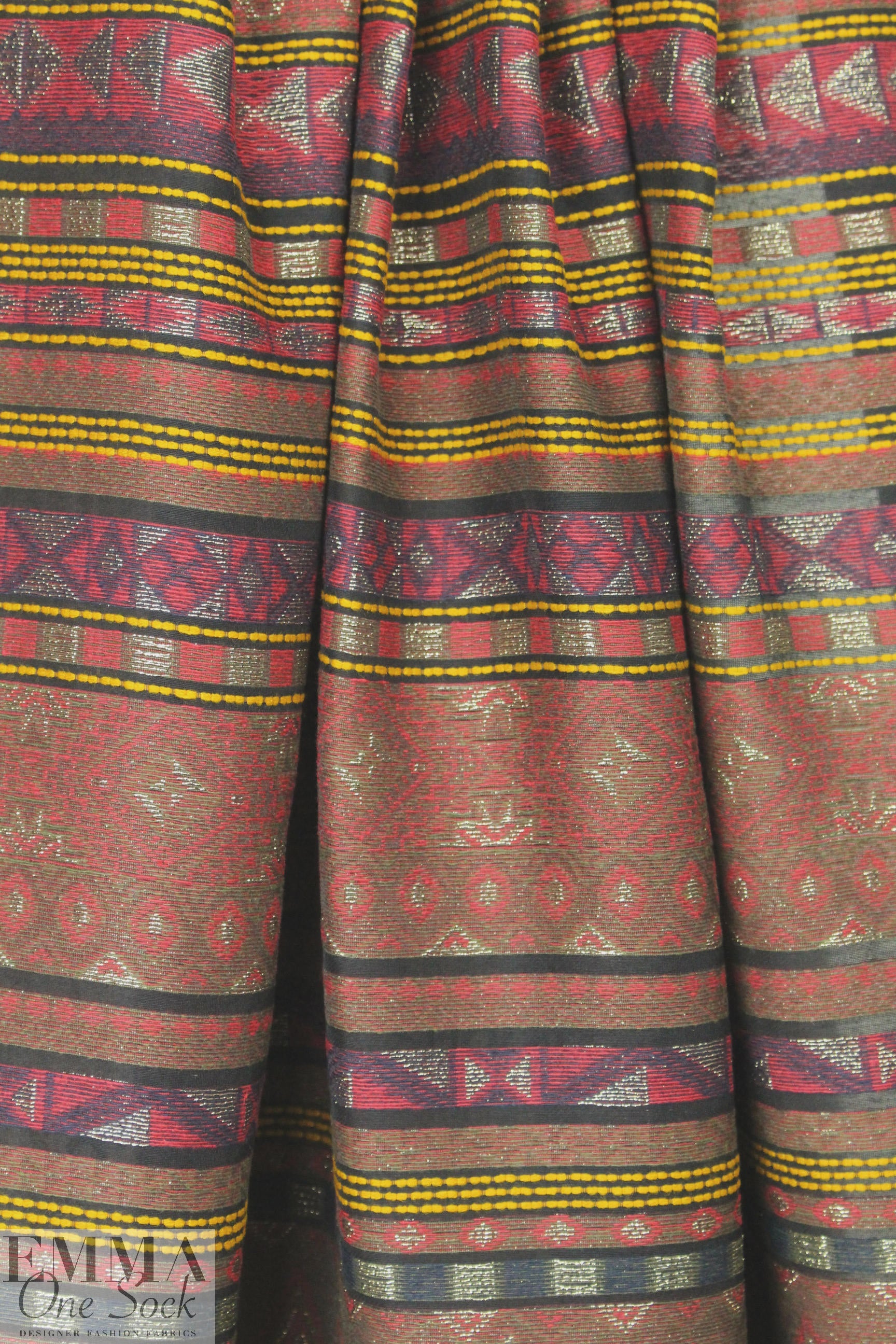 French metallic jacquard brocade - rouge stripe 2.5 yd