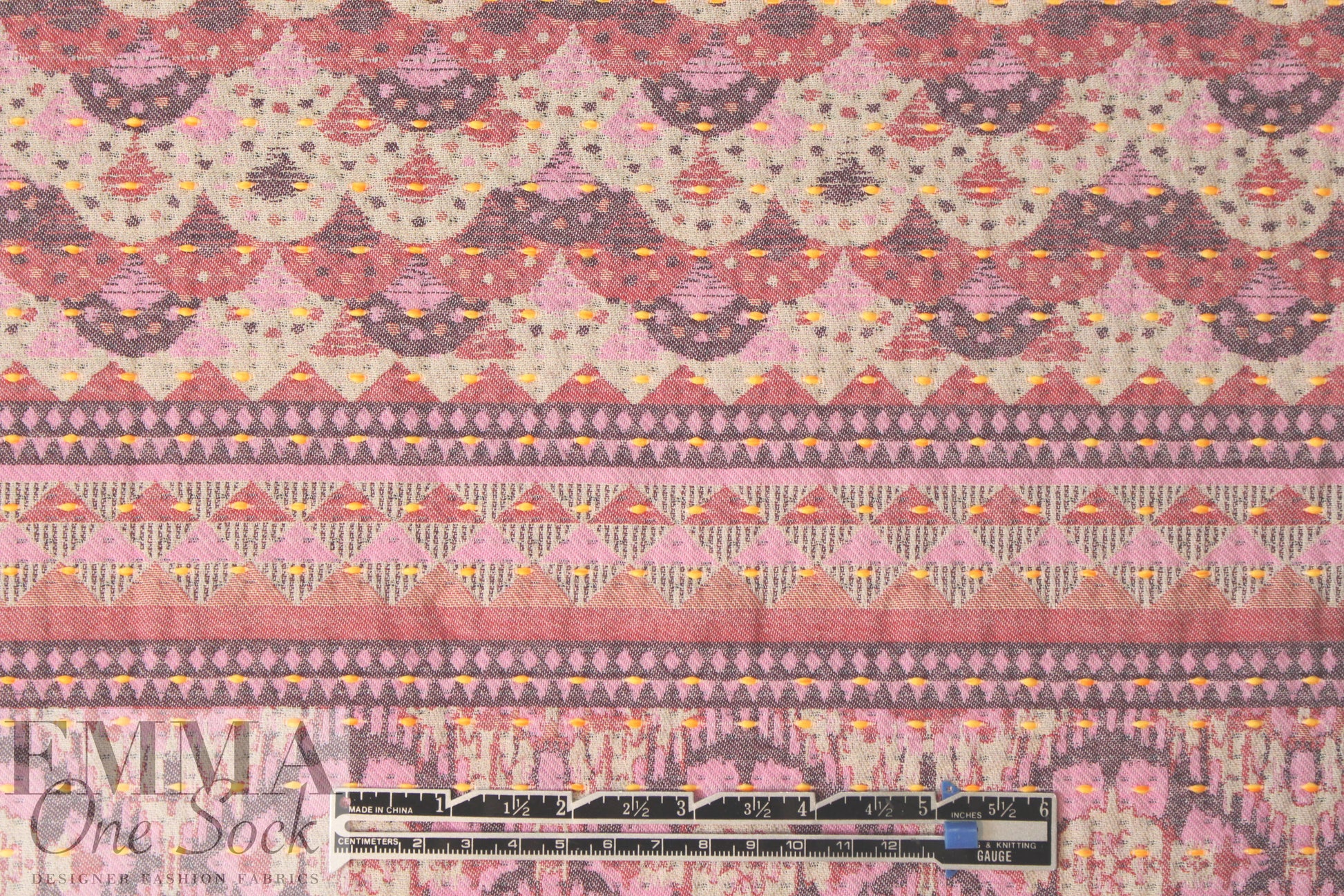 French eggplant/rouge/khaki graphic stripey brocade 1.75 yd