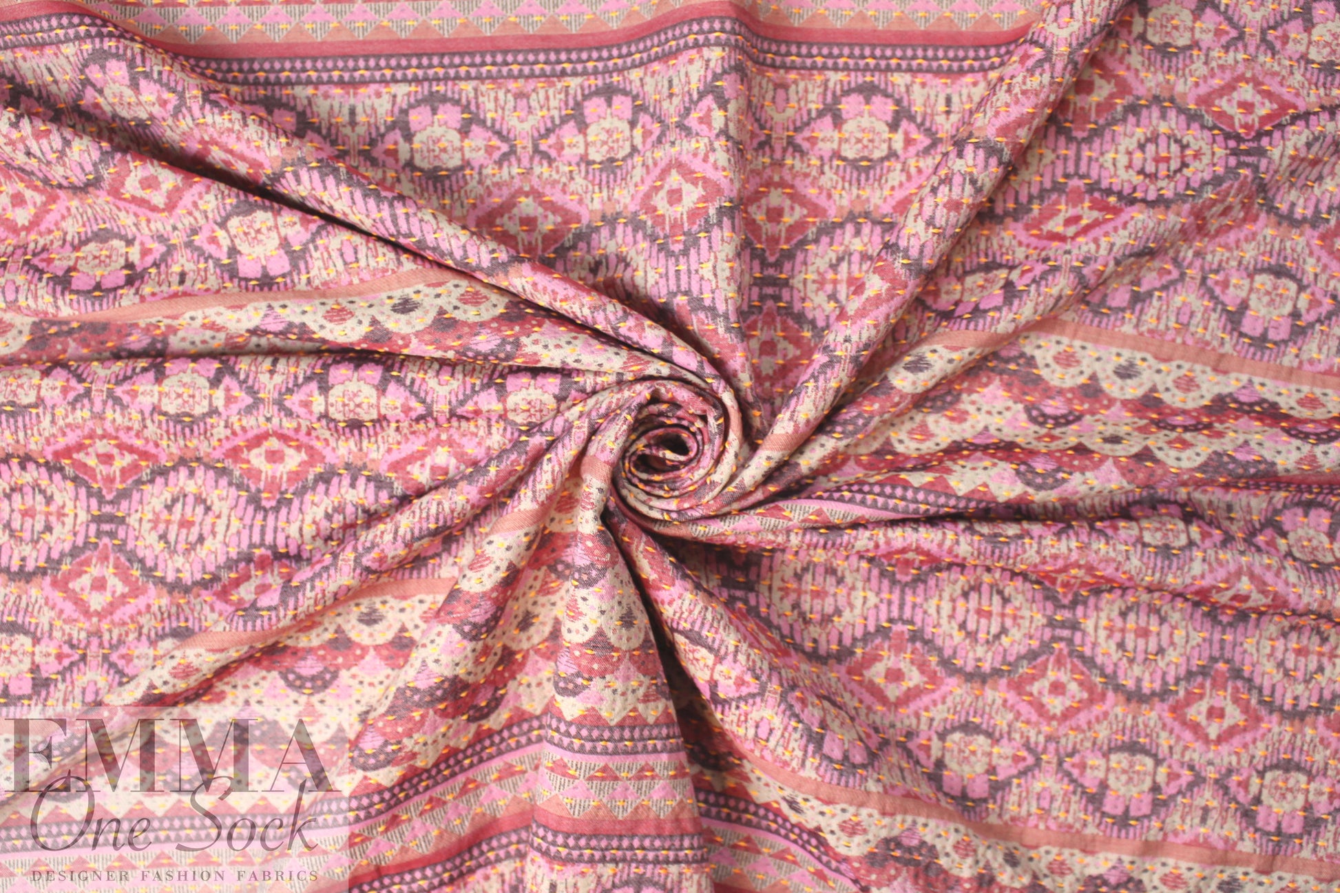 French eggplant/rouge/khaki graphic stripey brocade