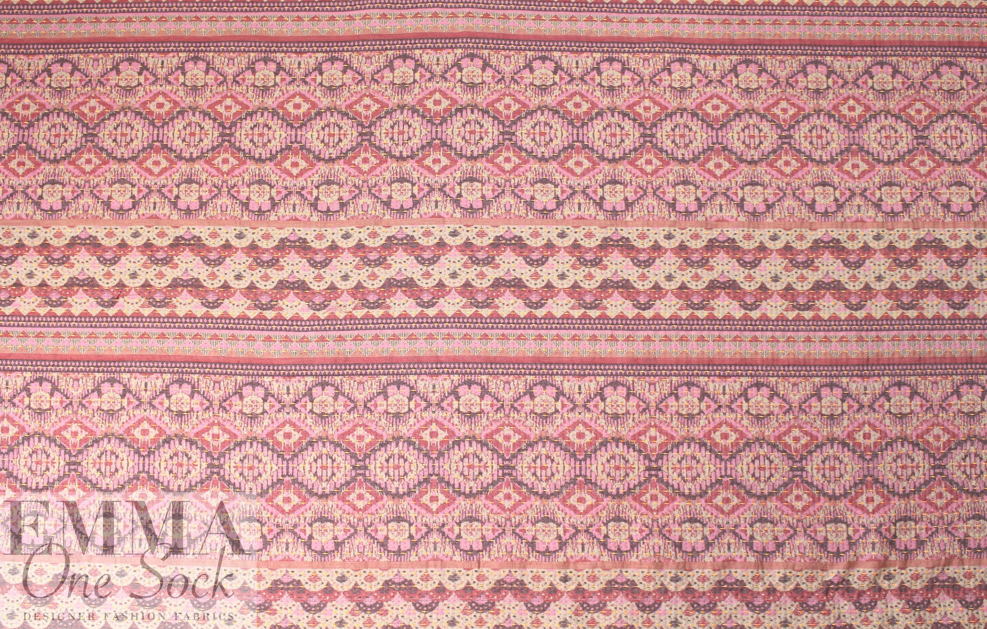 French eggplant/rouge/khaki graphic stripey brocade
