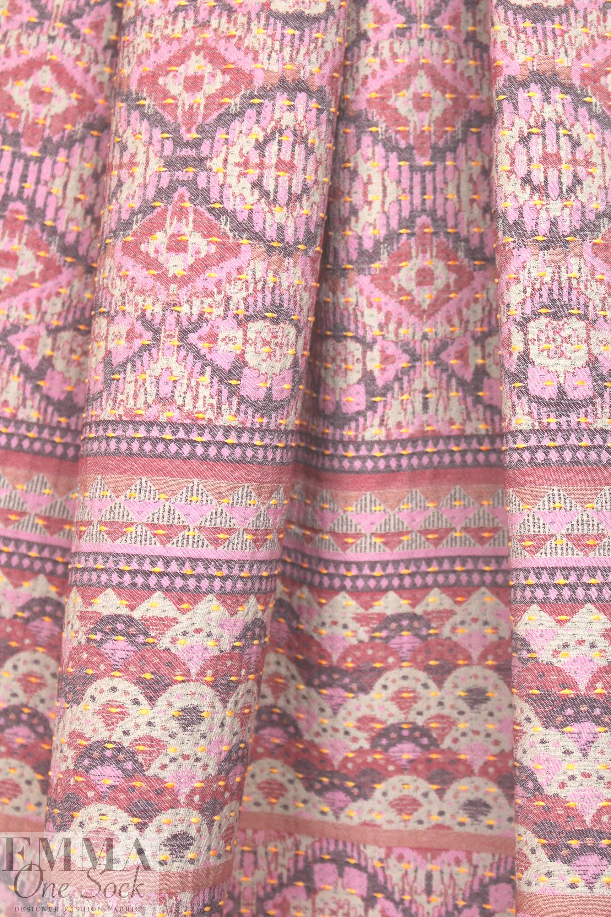 French eggplant/rouge/khaki graphic stripey brocade 1.75 yd