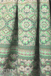 French spearmint/khaki/red graphic stripey brocade 1.5 yds