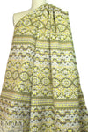 French lemon/khaki/gray graphic stripey brocade 1.66 yd