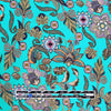 Italian floral overprinted jacquard cotton woven - turquoise 1 yard