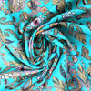 Italian floral overprinted jacquard cotton woven - turquoise 1 yard