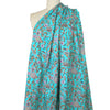 Italian floral overprinted jacquard cotton woven - turquoise 1 yard