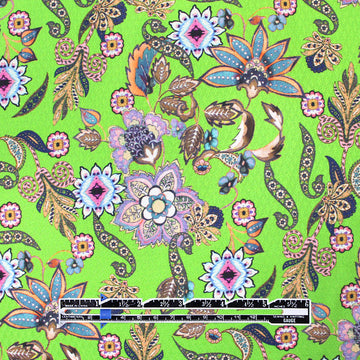 Italian floral overprinted jacquard cotton woven - jasmine green 1.5 yd