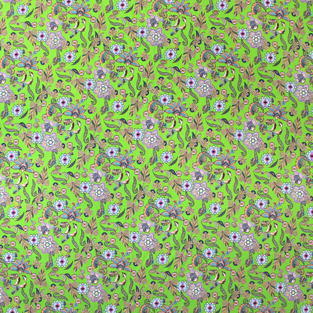 Italian floral overprinted jacquard cotton woven - jasmine green 1.5 yd