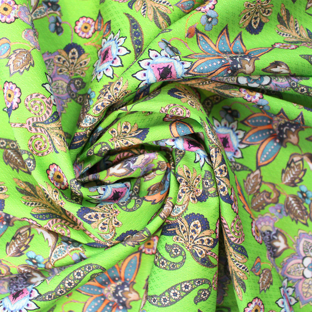 Italian floral overprinted jacquard cotton woven - jasmine green 1.5 yd