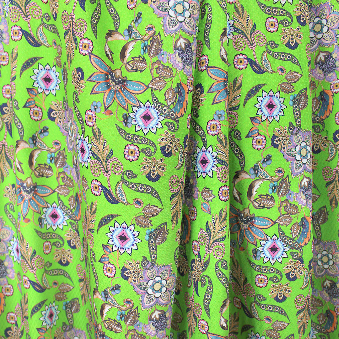 Italian floral overprinted jacquard cotton woven - jasmine green 1.5 yd