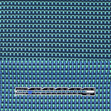Italian reversible geometric stretch cotton suiting - aqua/cobalt 1.625 yds