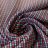 Italian reversible geometric stretch cotton suiting - aqua/cherry 1 yard