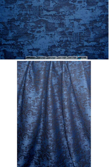 abstract text stretch jacquard - sapphire/black .80 yds