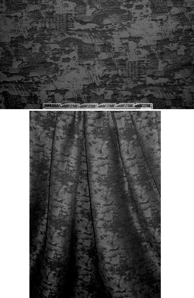 abstract text stretch jacquard - gunmetal/black 1.66 yd