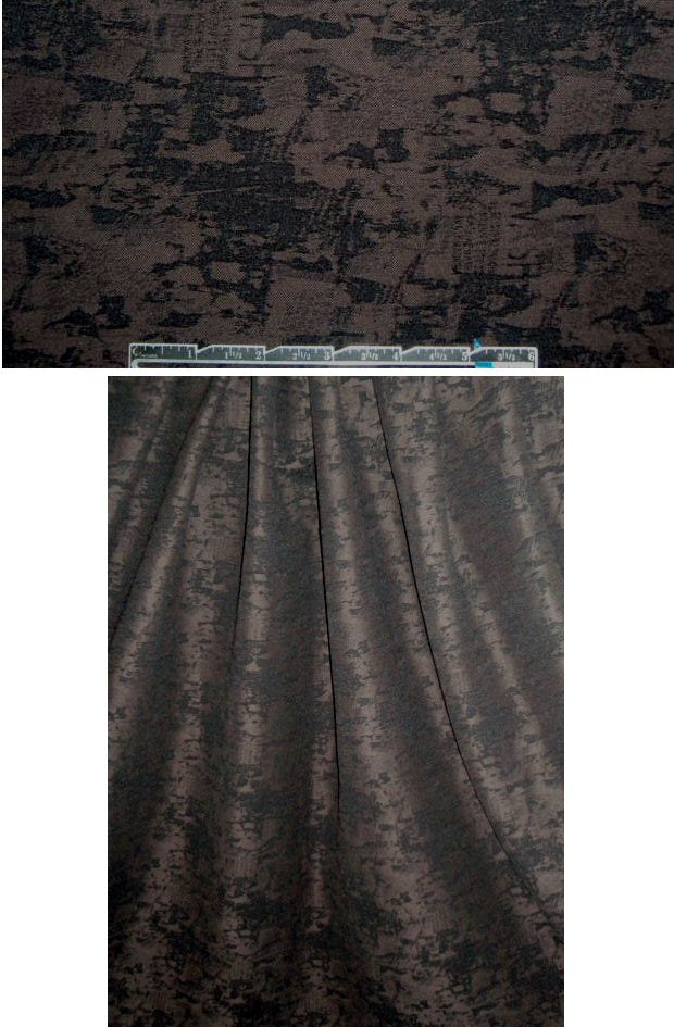 abstract text stretch jacquard - chocolate/black 1.40 yds