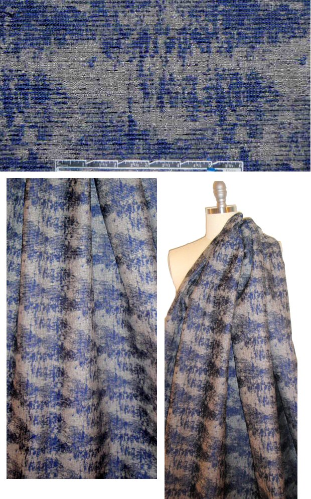 royal/gray abstract reversible jacquard brocade 1.66 yd