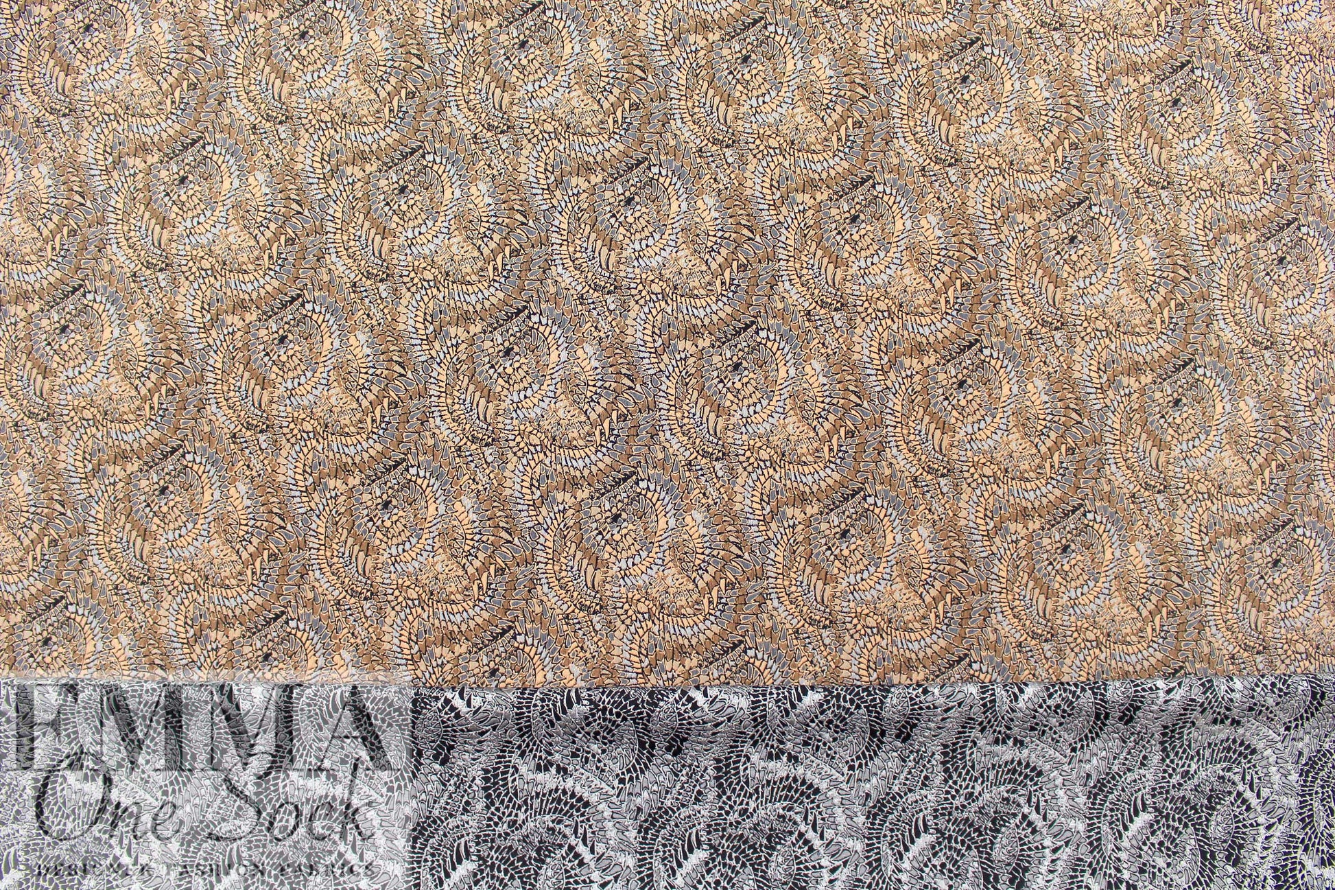Mandala 'mosaic' textured jacquard woven - khaki/dusty blue 1.75 yds