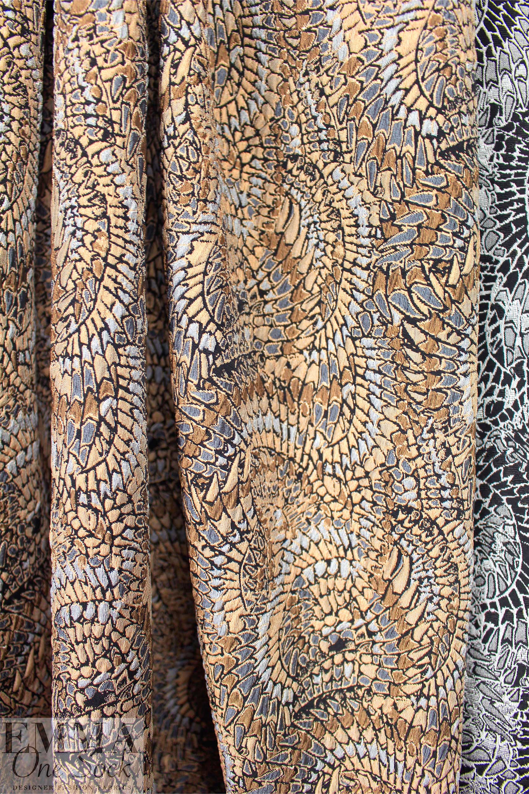 Mandala 'mosaic' textured jacquard woven - khaki/dusty blue 1 yard
