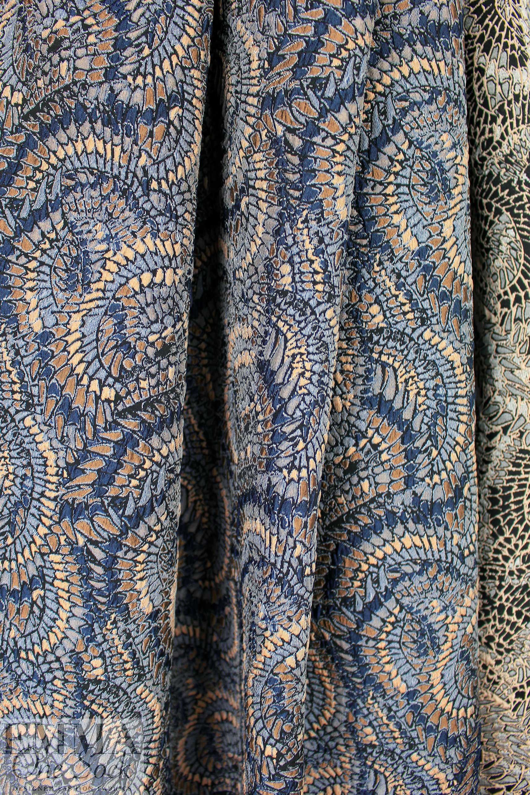 Mandala 'mosaic' textured jacquard woven - marine/smokey blue 1.66 yd