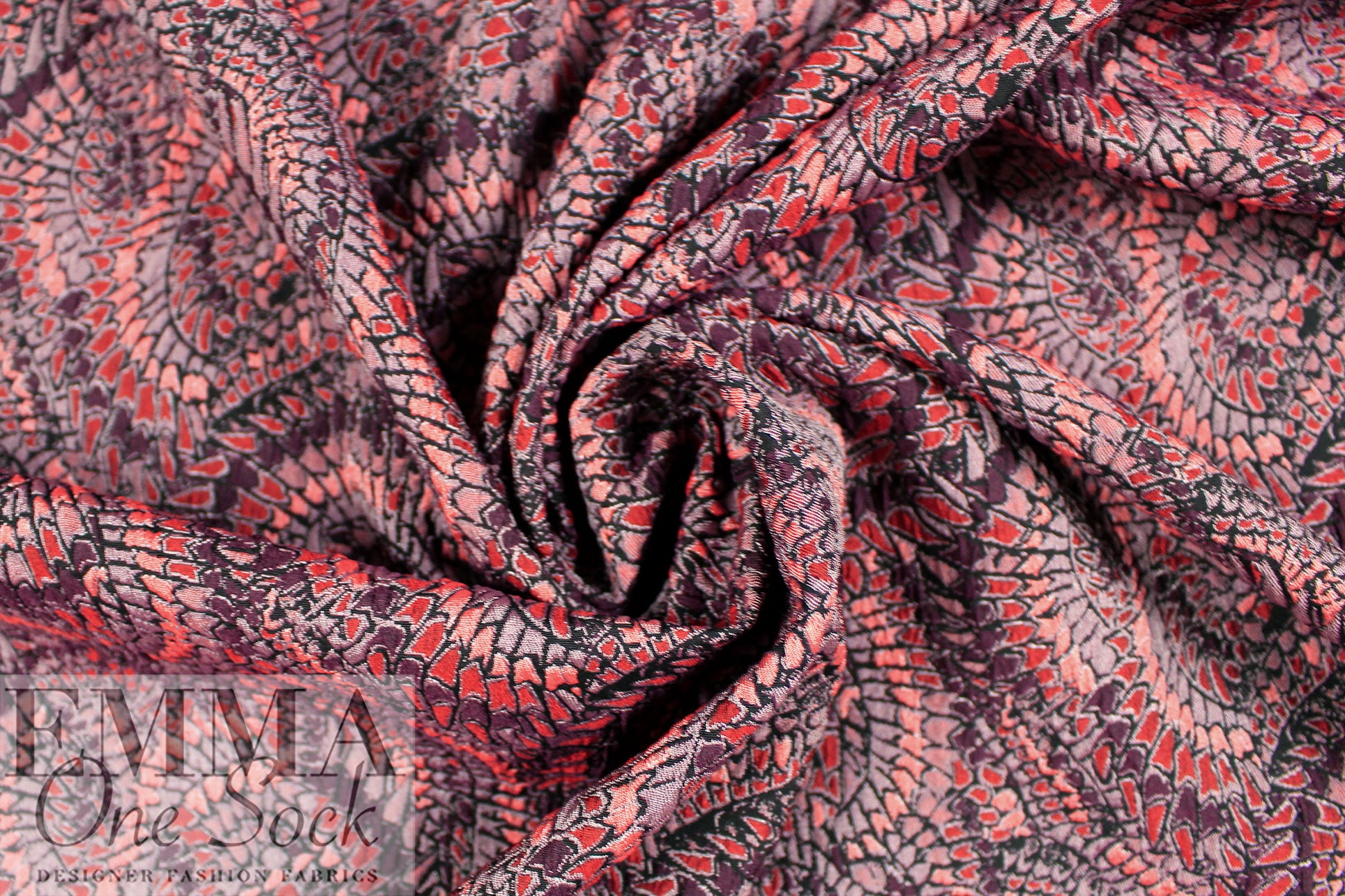 Mandala 'mosaic' textured jacquard woven - cranberry/plum 2 yd