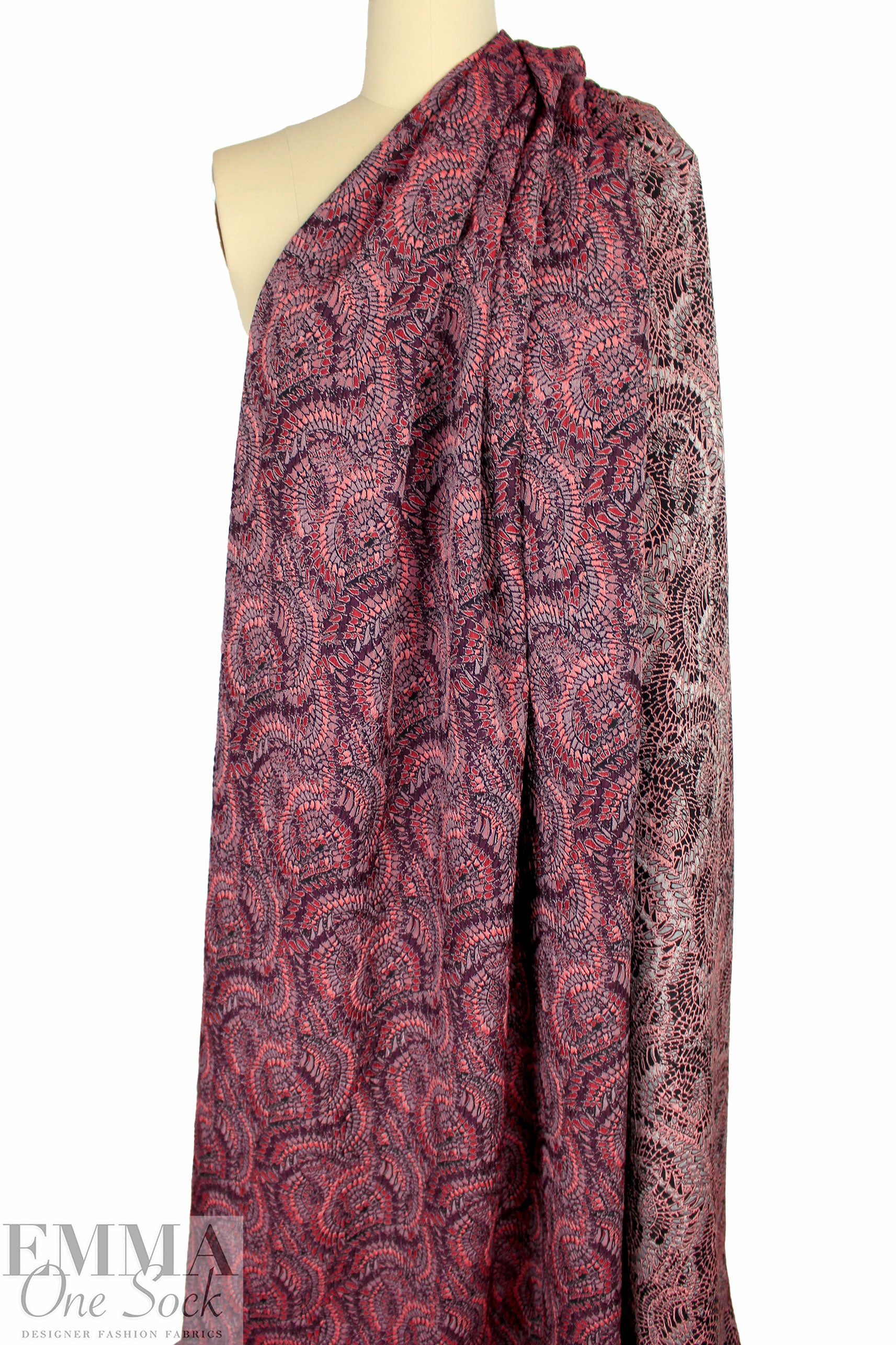 Mandala 'mosaic' textured jacquard woven - cranberry/plum 2 yd