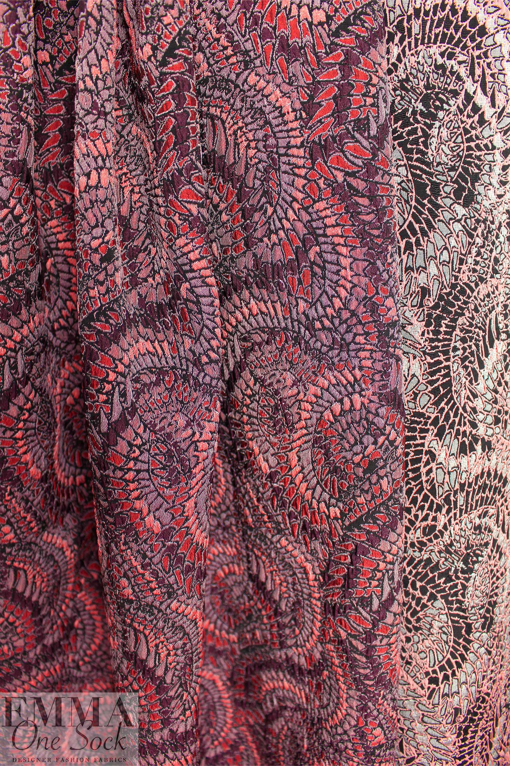 Mandala 'mosaic' textured jacquard woven - cranberry/plum 1.5 yd
