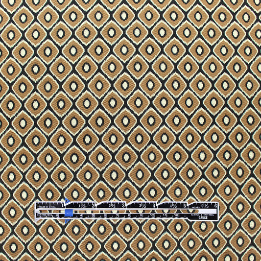 yarn dyed 'cubic complex' jacquard knit - camel/ivory