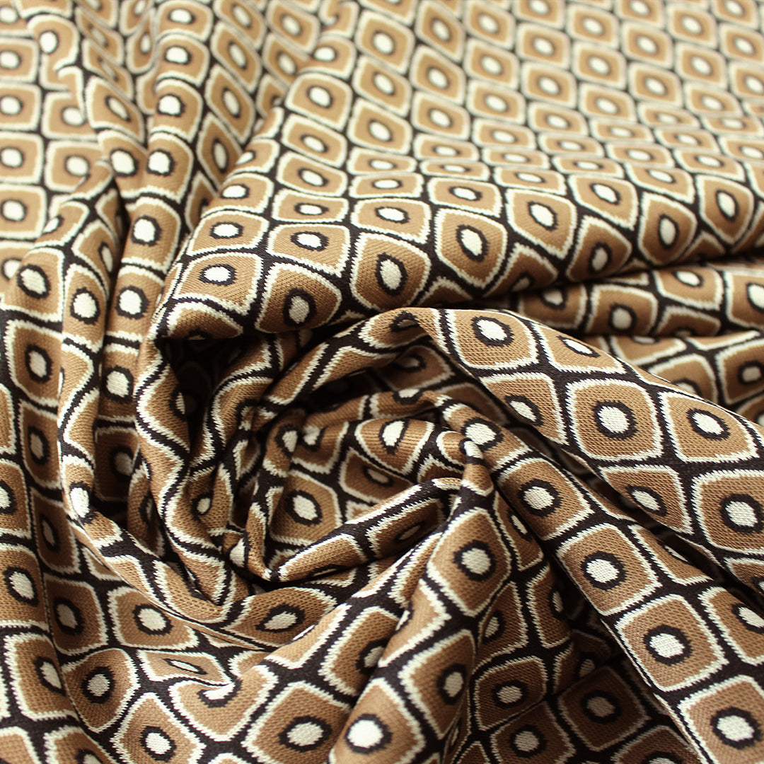 yarn dyed 'cubic complex' jacquard knit - camel/ivory 1.66 yd