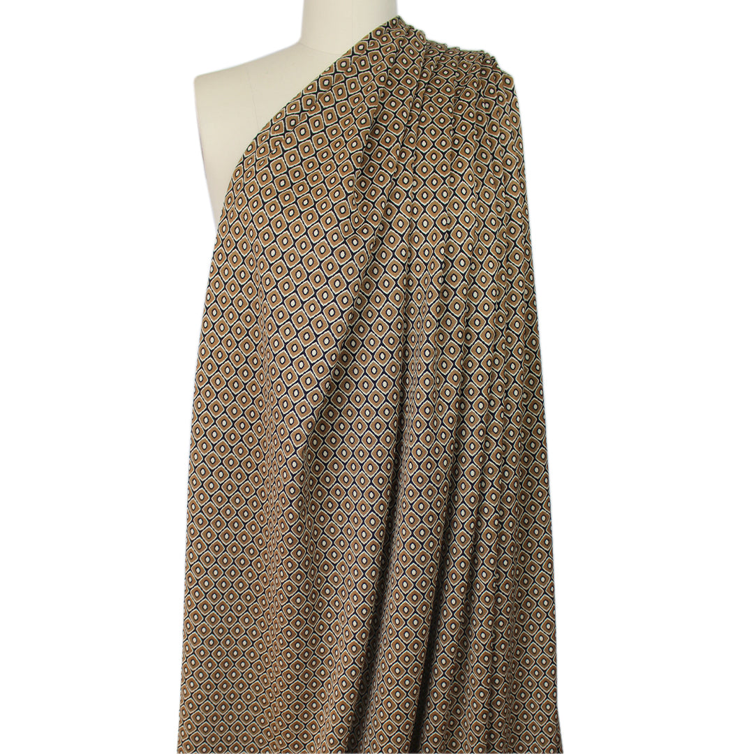 yarn dyed 'cubic complex' jacquard knit - camel/ivory 1.5 yd