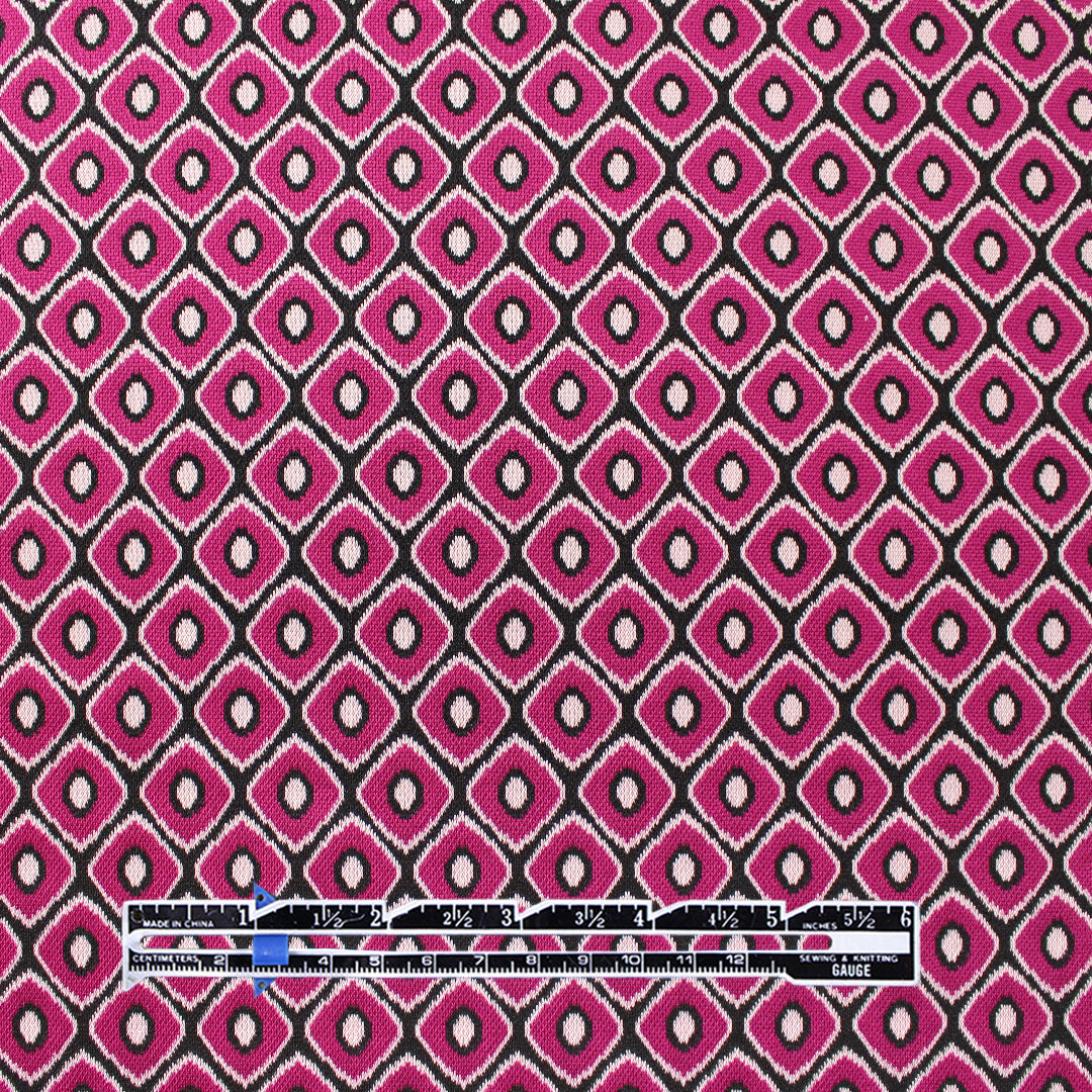 yarn dyed 'cubic complex' jacquard knit - fuchsia/ivory 1.625 yd