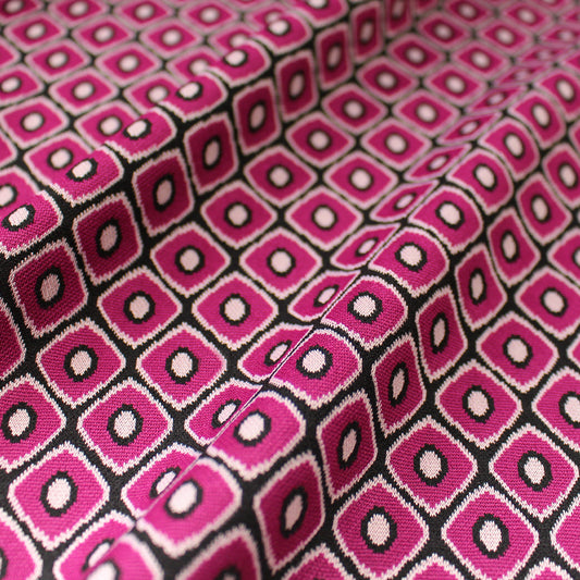 yarn dyed 'cubic complex' jacquard knit - fuchsia/ivory