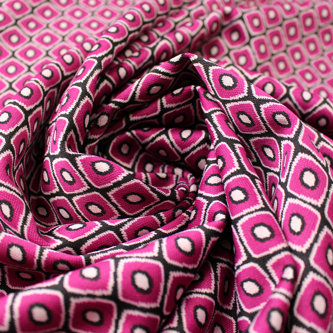 yarn dyed 'cubic complex' jacquard knit - fuchsia/ivory 1.25 yds
