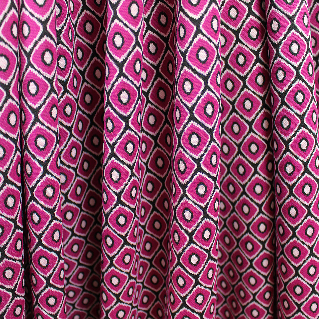 yarn dyed 'cubic complex' jacquard knit - fuchsia/ivory 1.25 yd