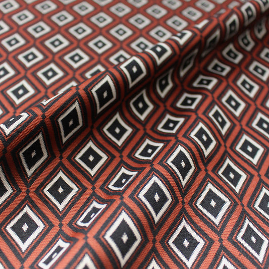yarn dyed 'diamond run' jacquard knit - black/burnt orange/ecru 2 yd