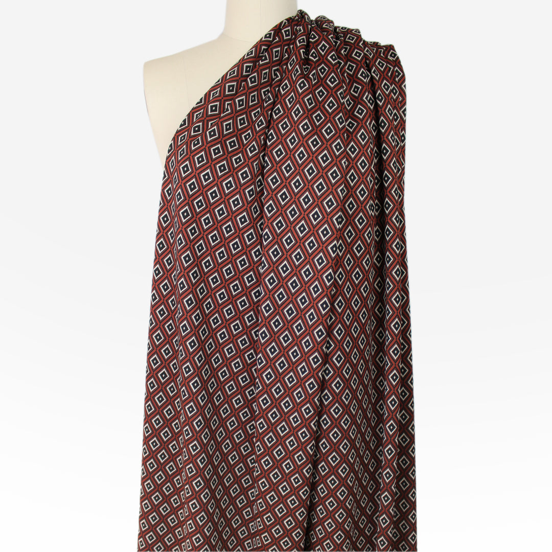 yarn dyed 'diamond run' jacquard knit - black/burnt orange/ecru 2 yd