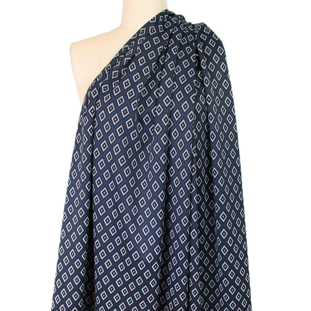 yarn dyed 'diamond run' jacquard knit - black/navy/ecru 1.5 yd