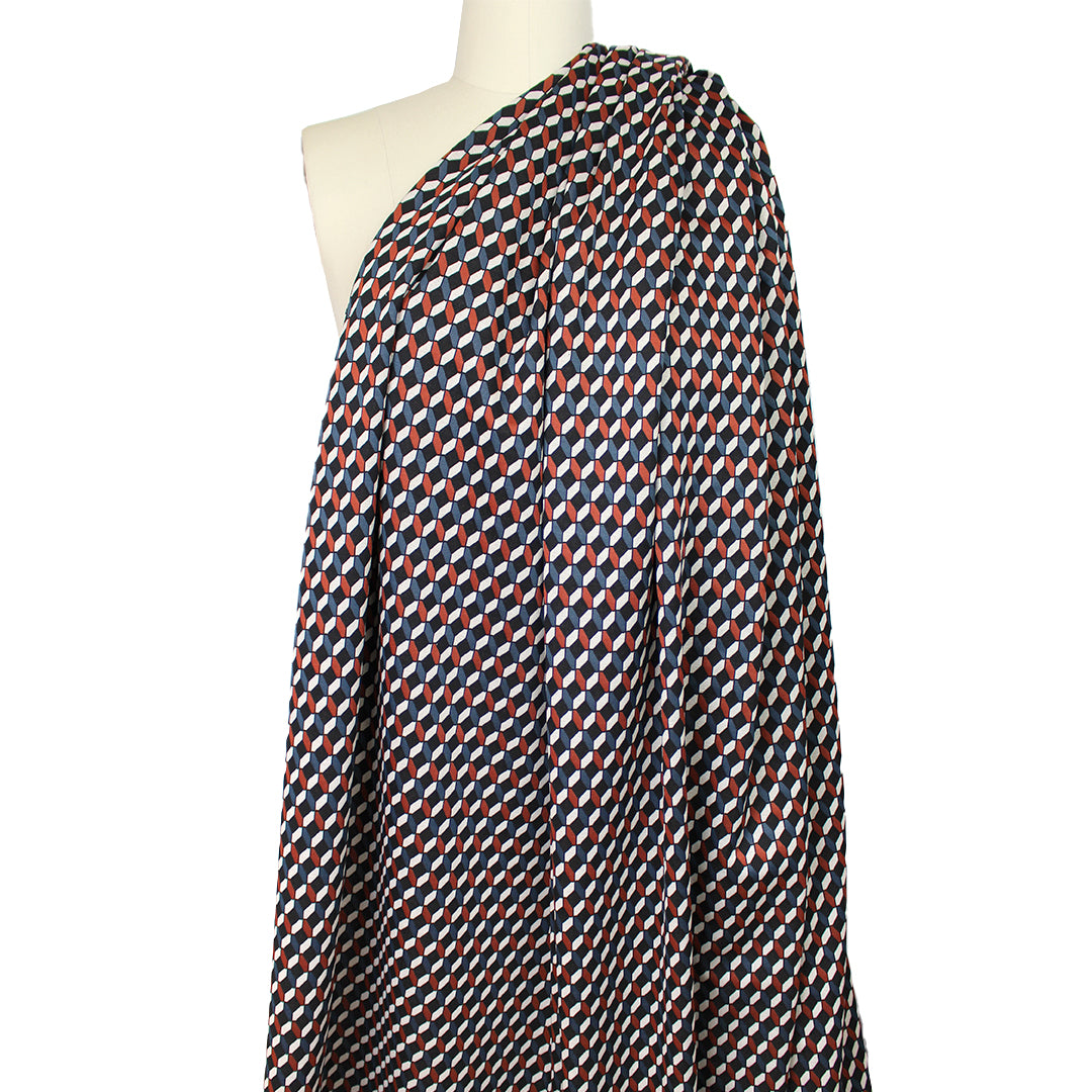 yarn dyed 'diamond link' jacquard knit - black/orange/teal 1.75 yd