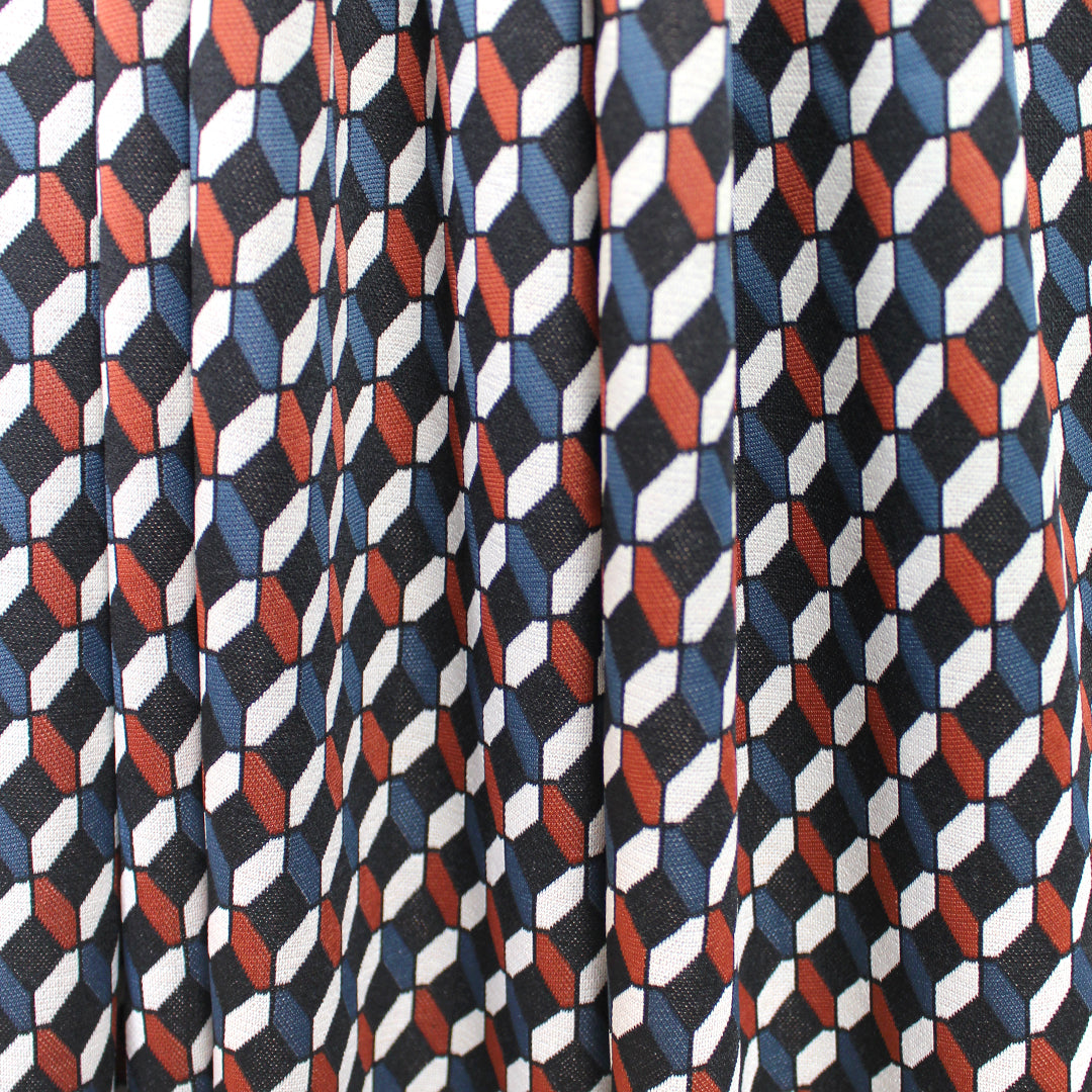 yarn dyed 'diamond link' jacquard knit - black/orange/teal 2 yd