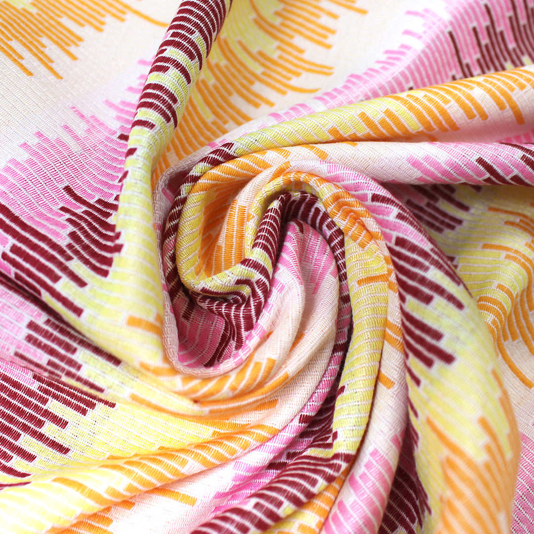 Italian 'color signals' jacquard suiting - sangria/daylily 1.625 yd
