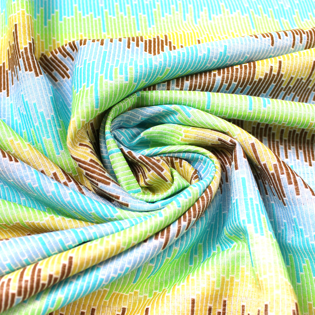 Italian 'color signals' jacquard suiting - sky/lime 1.75 yd
